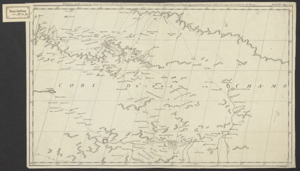 Anville, Jean Baptiste Bourguignon d', (1697-1782) (cartographer), Premiere Feuille Comprise dans la Carte générale du Tibet, et qui contient en particulier L'Extrémite occidentale du grand Desert de Sable, et de Pays aux environs de Hami