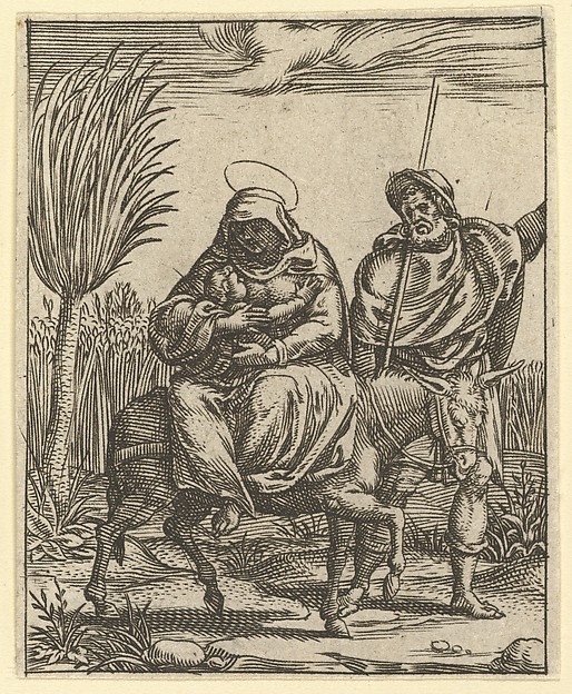Giorgio Ghisi, The Virgin of Sorrows: The Flight into Egypt; one of nine surrounding compartments from the Virgin of Sorrows, now separated