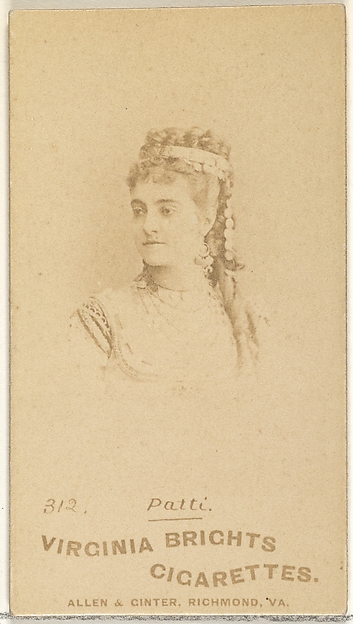 Allen & Ginter, Card 312, Patti, from the Actors and Actresses series (N45, Type 1) for Virginia Brights Cigarettes