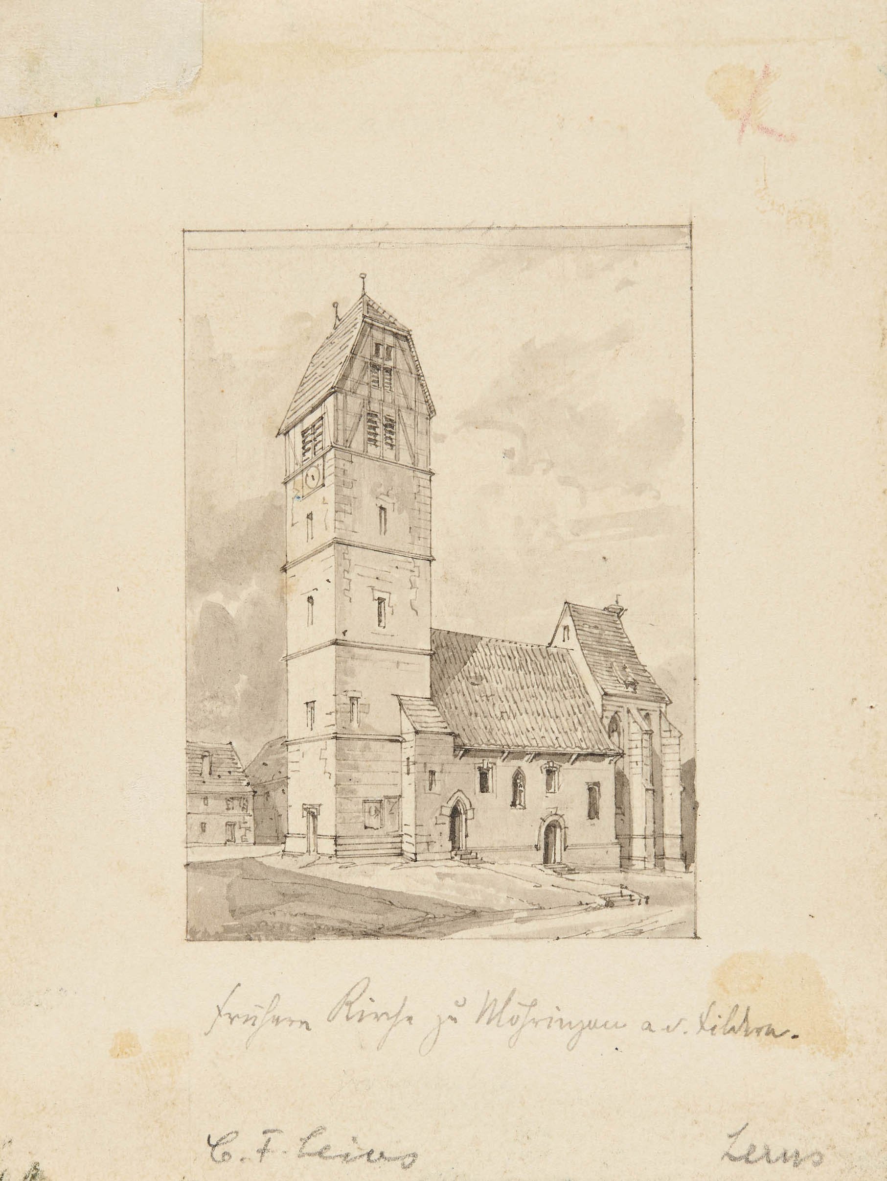 Christian Friedrich von Leins, "Frühere Kirche zu Möhringen a. d. Fildern."