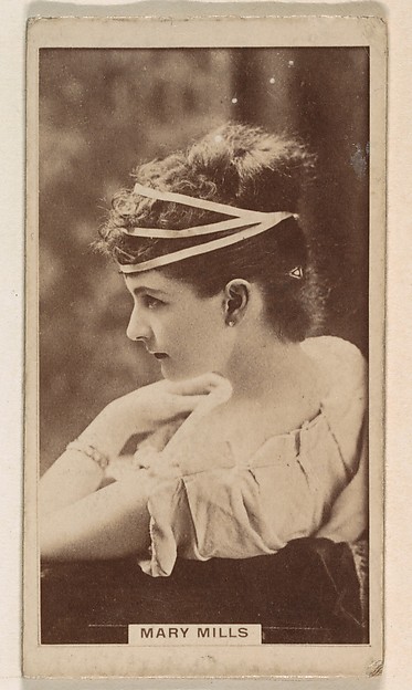 Kinney Brothers Tobacco Company, Mary Mills, from the Actresses series (N245) issued by Kinney Brothers to promote Sweet Caporal Cigarettes