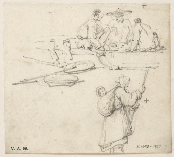 George Chinnery, A group of seated figures, and a boatwoman with her child