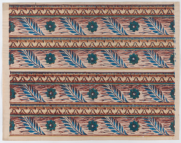 Anonymous, Sheet with two borders with flower and leaf designs