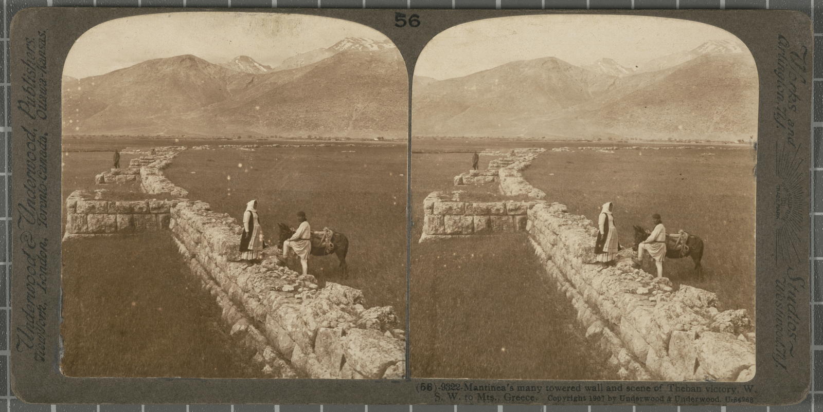Desconegut, Mantinea’s many towered wall and the Theban victory.W.S.W to Mts. Justification of the title, title inscribed Underwood & Underwood Publishers