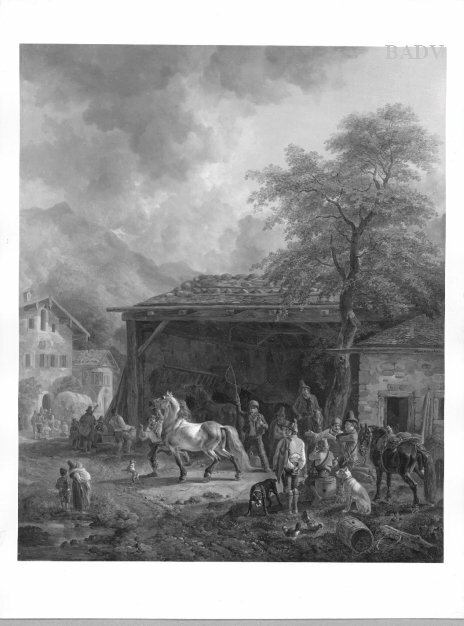 Heinrich Bürkel, Scenes in a Village, horse-trade