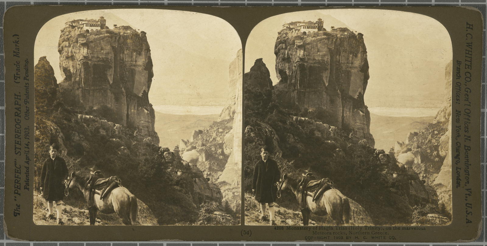 Desconegut, Monastery of Hagia Trias (Holy Trinity) Meteora Rocks, Northern White, H.C. & Co., The\ ‘Perfec\’ Stereograph