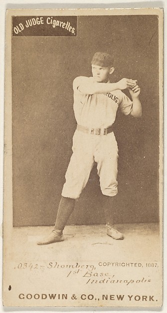 Goodwin & Company, Shomberg, 1st Base, Indianapolis, from the Old Judge series (N172) for Old Judge Cigarettes