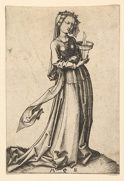 Martin Schongauer, The Fourth Wise Virgin, from the series The Wise and Foolish Virgins