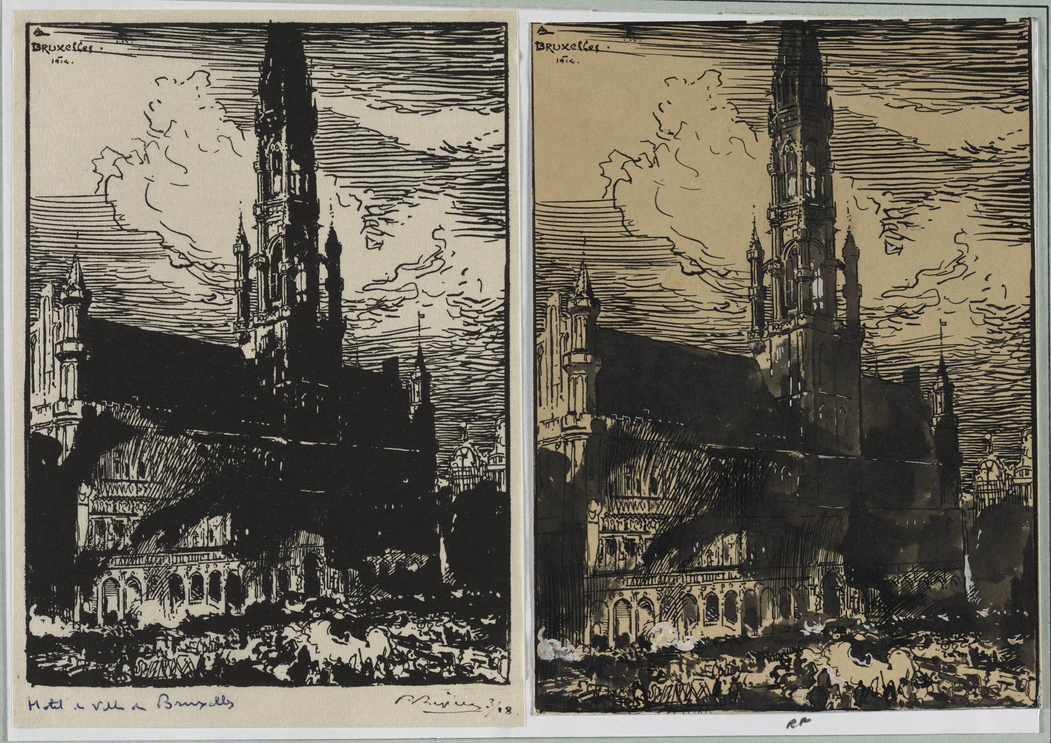 Auguste Louis Lepère, Hôtel de Ville de Bruxelles en feu
