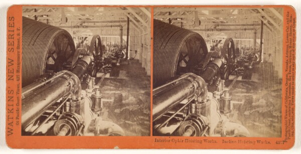 Carleton Watkins, Interior Ophir Hoisting Works. Incline Hoisting Works.