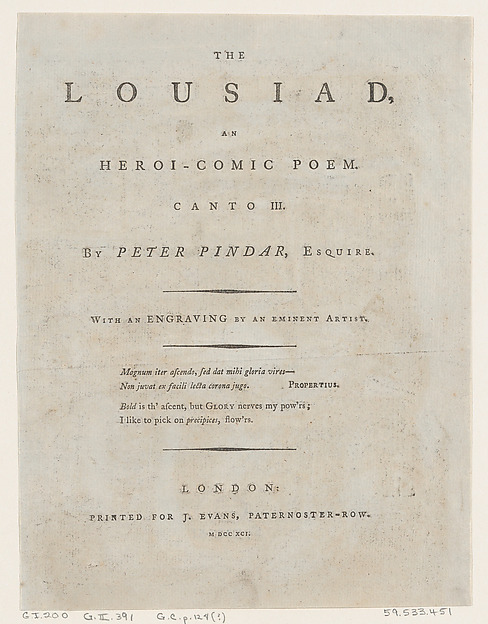Thomas Rowlandson, The Lousiad by Peter Pindar, Frontispiece