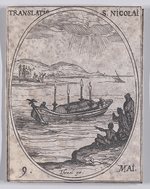 Jacques Callot, La Translation de S. Nicolas (The Translation of St. Nicholas), May 9th, from "Les Images De Tous Les Saincts et Saintes de L'Année" (Images of All of the Saints and Religious Events of the Year)