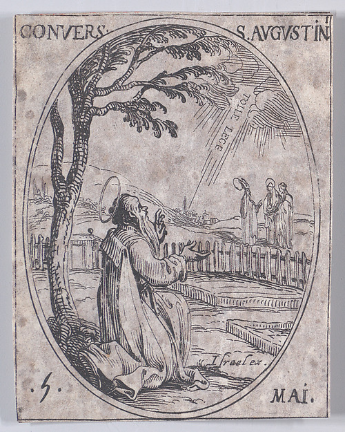 Jacques Callot, Conversion de S. Augustin (Conversion of St. Augustine), May 5th, from "Les Images De Tous Les Saincts et Saintes de L'Année" (Images of All of the Saints and Religious Events of the Year)