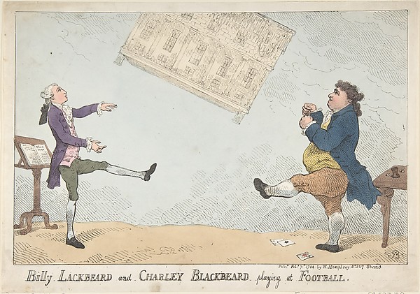 Thomas Rowlandson, Billy Lackbeard and Charley Blackbeard playing at Football