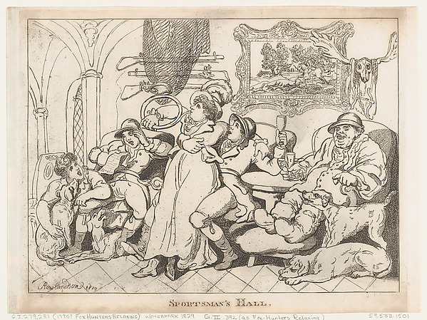 Thomas Rowlandson, Sportsman's Hall, or Fox-Hunters Relaxing