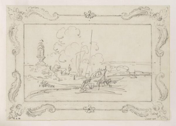 George Chinnery, A ghat, within a swept frame