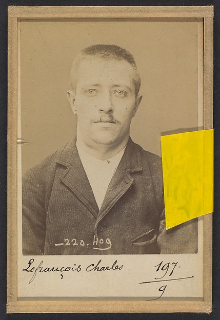 Alphonse Bertillon, Lefrançois. Charles, Albert. 27 ans, né le 10/11/67 à Paris XXe. Horloger. Anarchiste. 2/7/94.