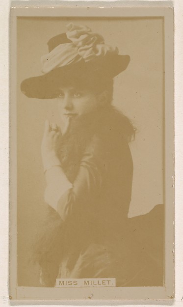 Kinney Brothers Tobacco Company, Miss Millet, from the Actresses series (N245) issued by Kinney Brothers to promote Sweet Caporal Cigarettes