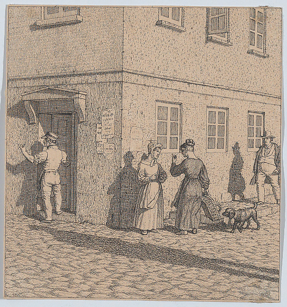 Christoffer Wilhelm Eckersberg, Two women conversing on a street corner, from "Linear Perspective, Applied to the Art of Painting"