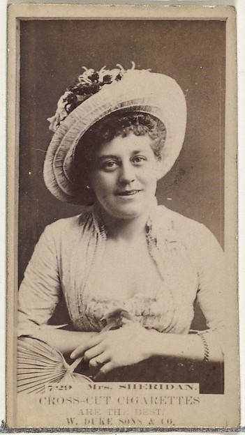 W. Duke, Sons & Co., Card Number 729, Mrs. Sheridan, from the Actors and Actresses series (N145-3) issued by Duke Sons & Co. to promote Cross Cut Cigarettes