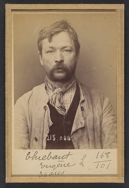 Alphonse Bertillon, Thiebaut. Eugène. 35 (ou 36) ans, né à Château-Salin (Menthe & Moselle). Couvreur. Anarchiste. 3/3/94