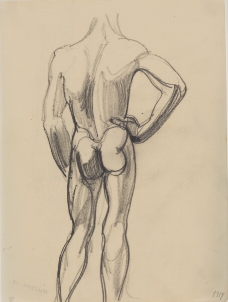 J.A. Jerichau (II), Mandlig model, set fra ryggen