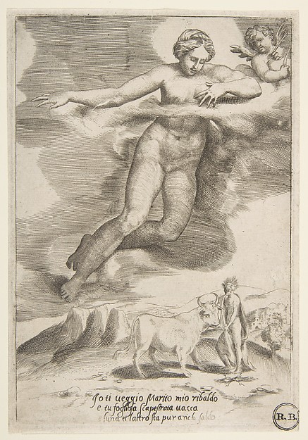 Giulio Bonasone, Juno watching Jupiter and Io, from "The Loves of the Gods"