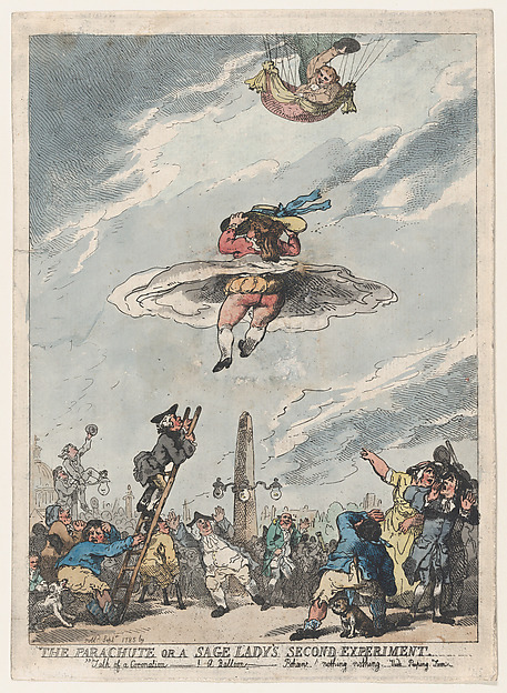 Thomas Rowlandson, The Parachute or a Sage Lady's Second Experiment