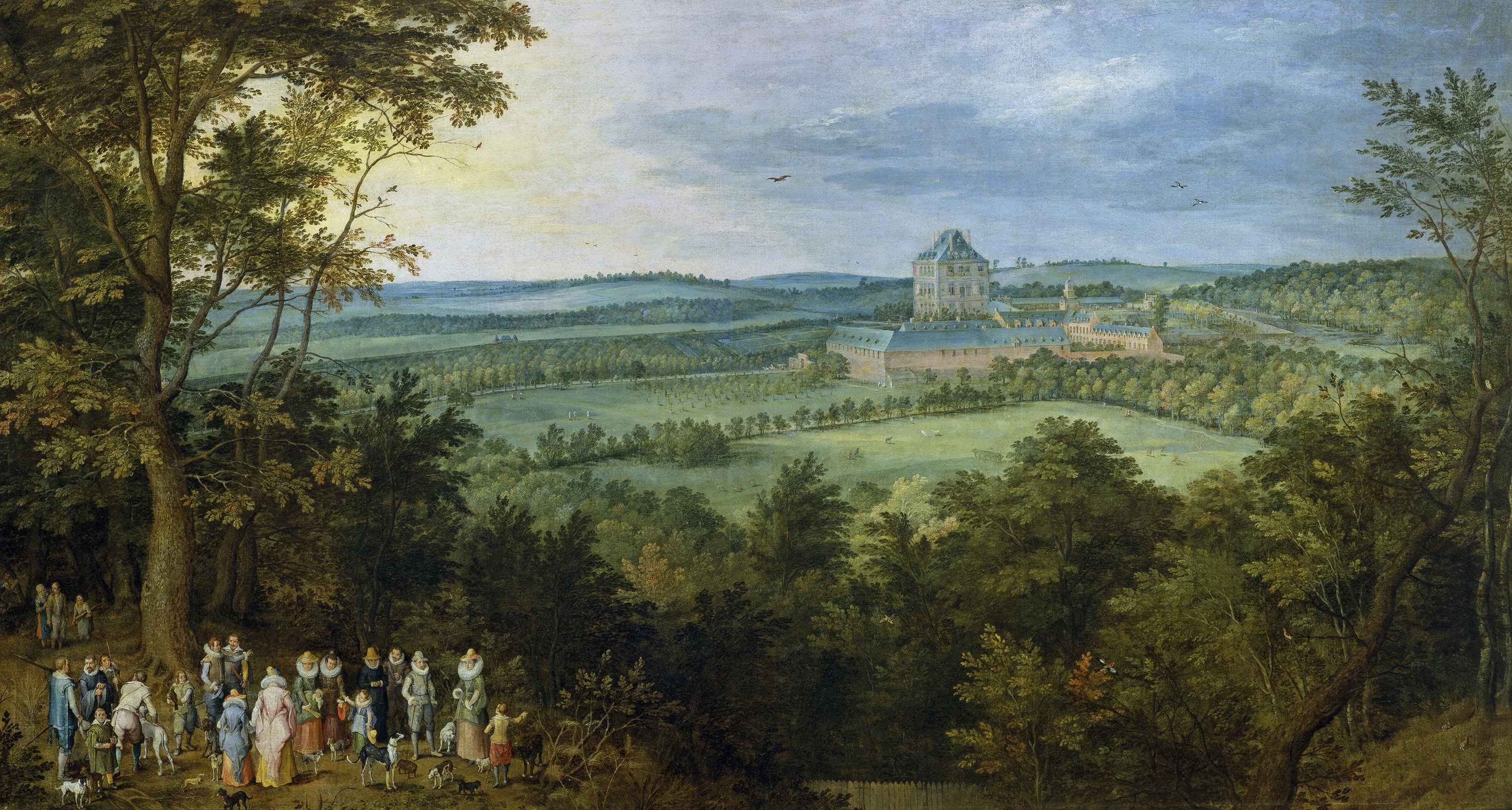Jan Brueghel the Elder, The Archdukes hunting in Mariemont