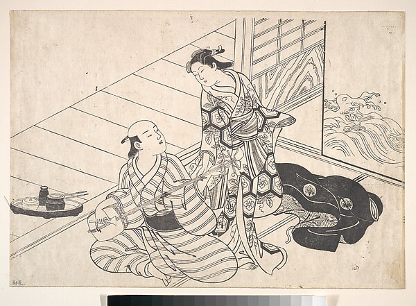 Nishikawa Sukenobu, Lady Interrupting Her Lover, who is Playing the Shamisen