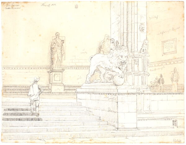 Martinus Rørbye, Trappen til Loggia de' Lanzi, Firenze