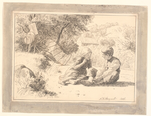 Niels Skovgaard, To børn på en søbred i Öströö, Halland
