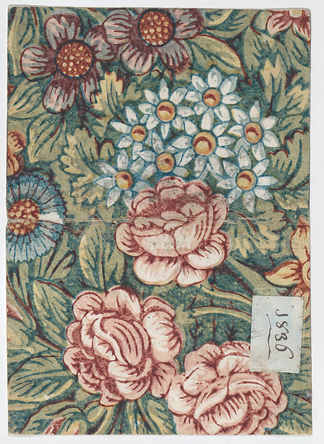 Anonymous, Sheet with an overall floral pattern