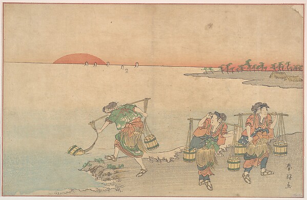 Katsukawa Shunkō, Three Water Carriers at the Shore