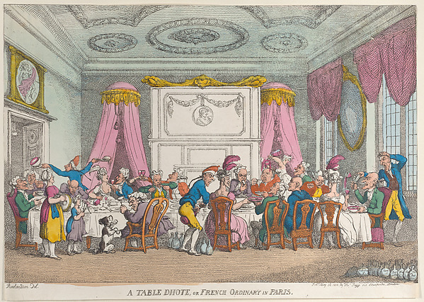 Thomas Rowlandson, A Table D'Hote or French Ordinary in Paris