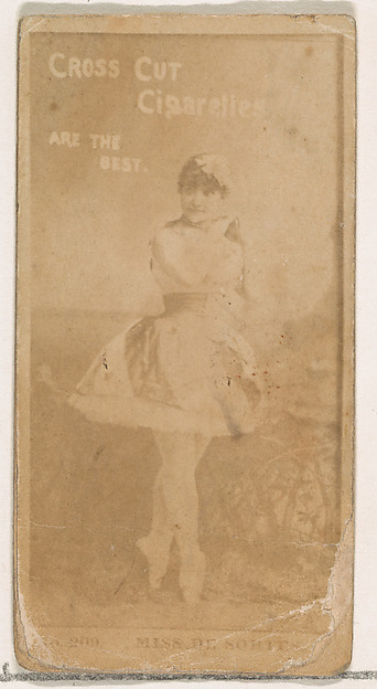 W. Duke, Sons & Co., Card Number 209, Miss De Sortes, from the Actors and Actresses series (N145-2) issued by Duke Sons & Co. to promote Cross Cut Cigarettes