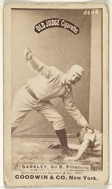 Goodwin & Company, Sam Barkley, 2nd Base, Pittsburgh, from the Old Judge series (N172) for Old Judge Cigarettes