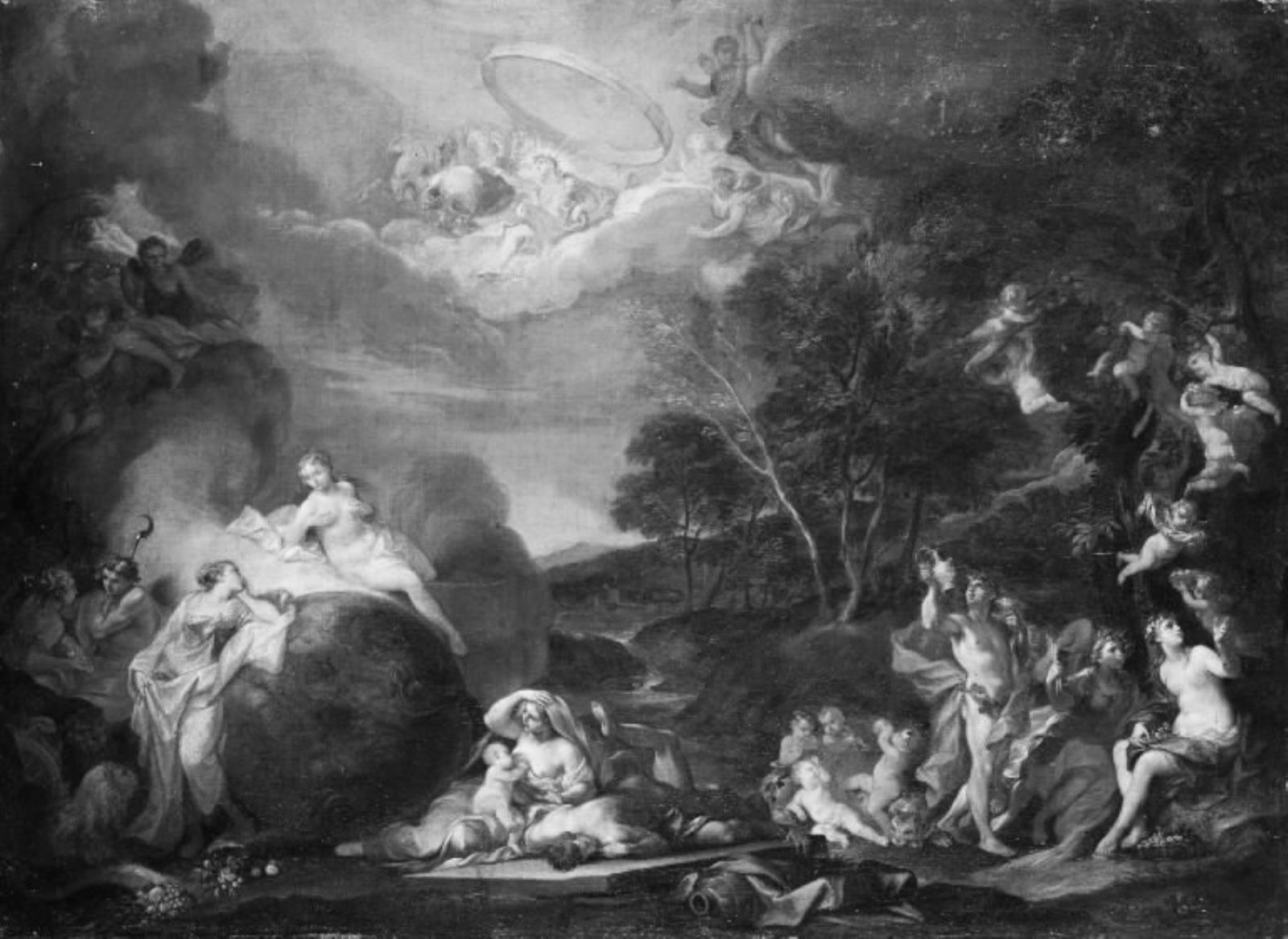 Alessandro Marchesini, Allegorisk komposition med bl.a. Bacchus, Ceres, Flora og Apollon