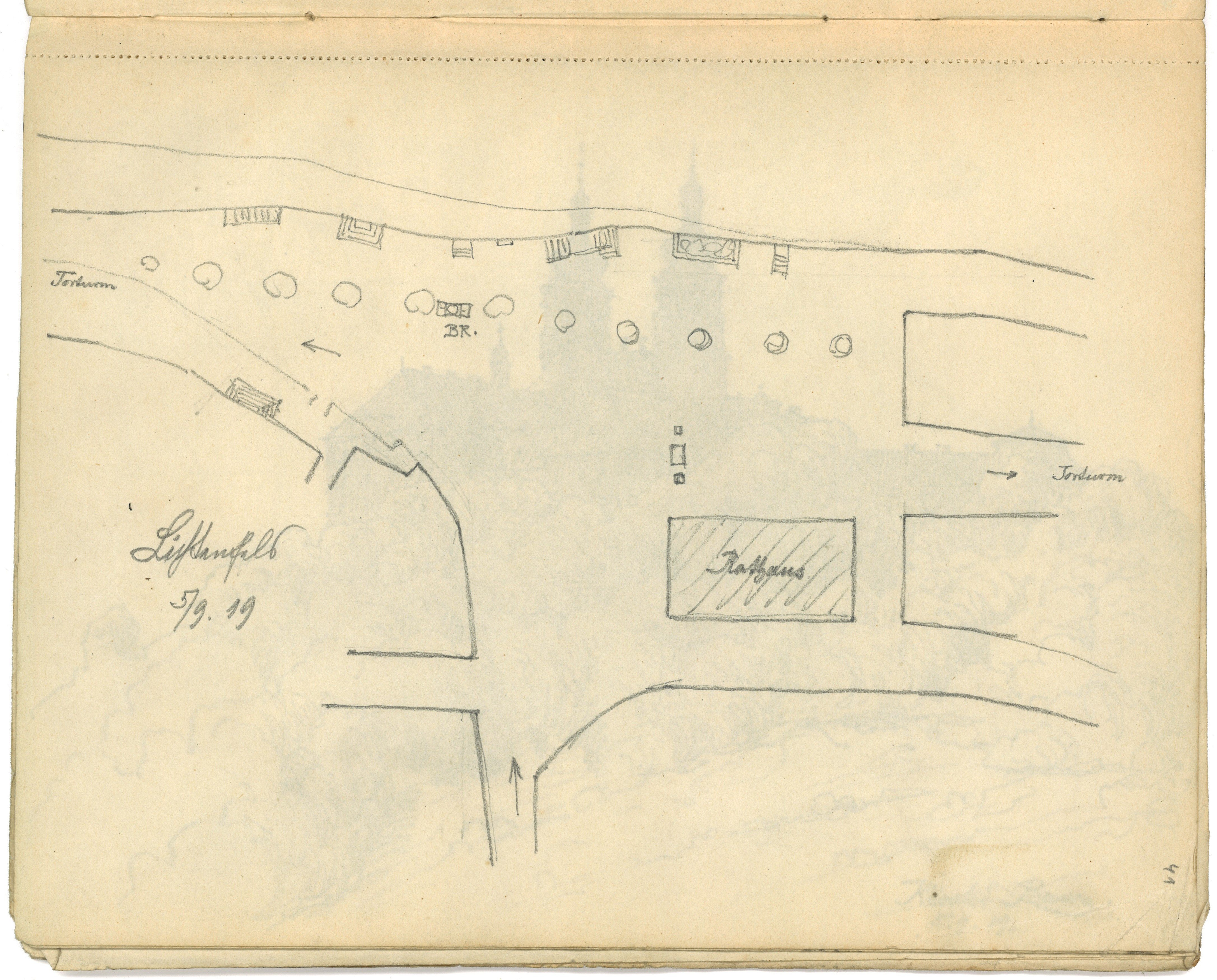 Otto Stiehl, Lichtenfels (Oberfranken): Lageplan des Marktplatzes