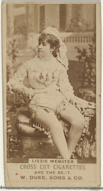 W. Duke, Sons & Co., Lizzie Webster, from the Actors and Actresses series (N145-3) issued by Duke Sons & Co. to promote Cross Cut Cigarettes