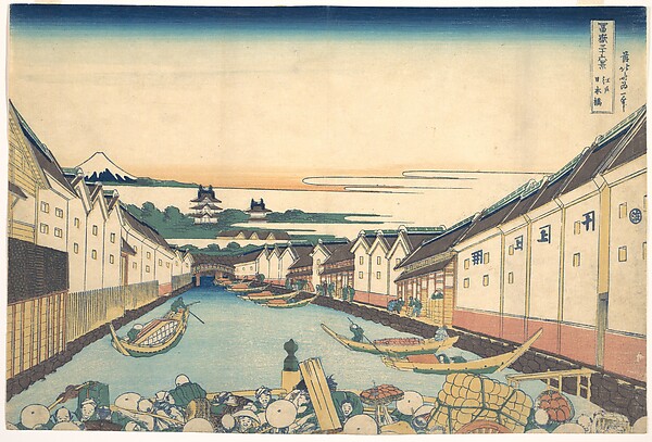 Katsushika Hokusai, Nihonbashi in Edo (Edo Nihonbashi), from the series Thirty-six Views of Mount Fuji (Fugaku sanjūrokkei)