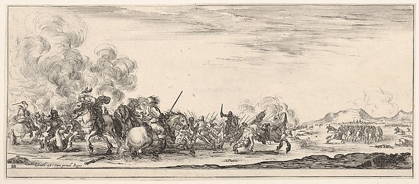 Stefano della Bella, A battle on horseback, from "Peace and War" (Divers desseins tant pour la paix que pour la guerre)