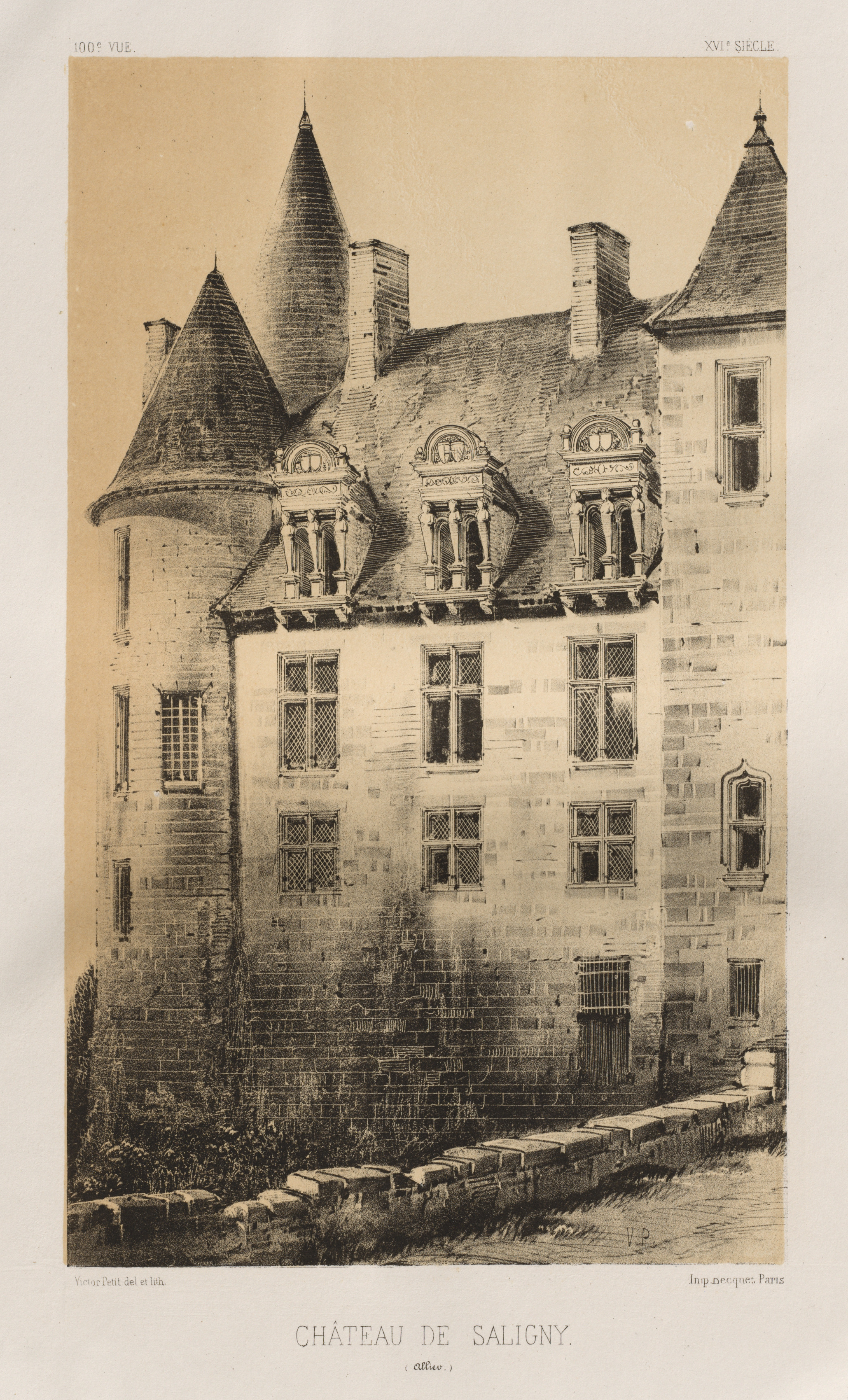 Victor Petit, Architecture Pittoresque ou Monuments des XVeme. Et XVIeme. Siecles: Chateaux de France des XV et XVI Siecles: Pl.100, Château de Saligny (Alliers)