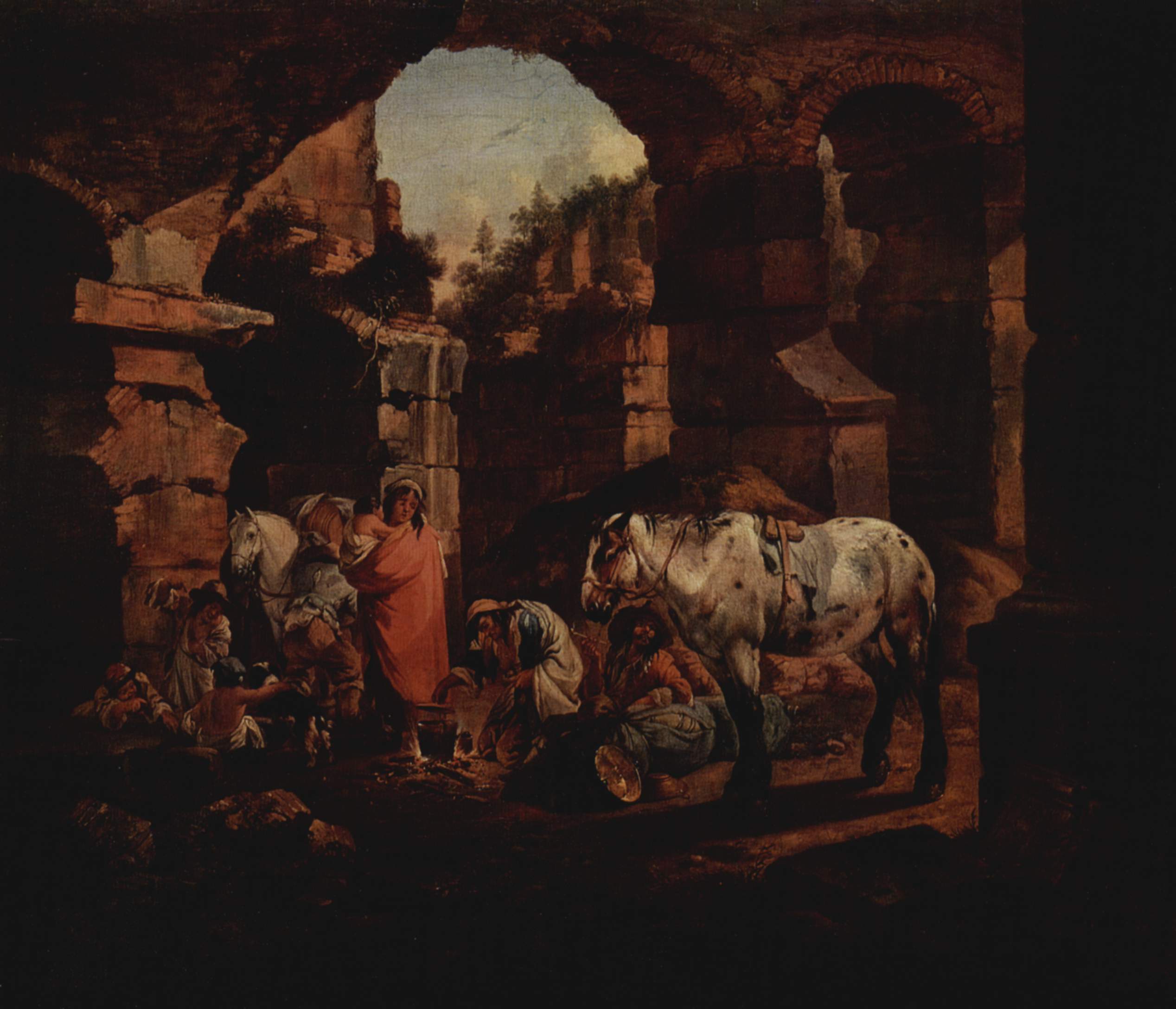 Johann Heinrich Roos, Gipsy Camp in Ancient Ruins