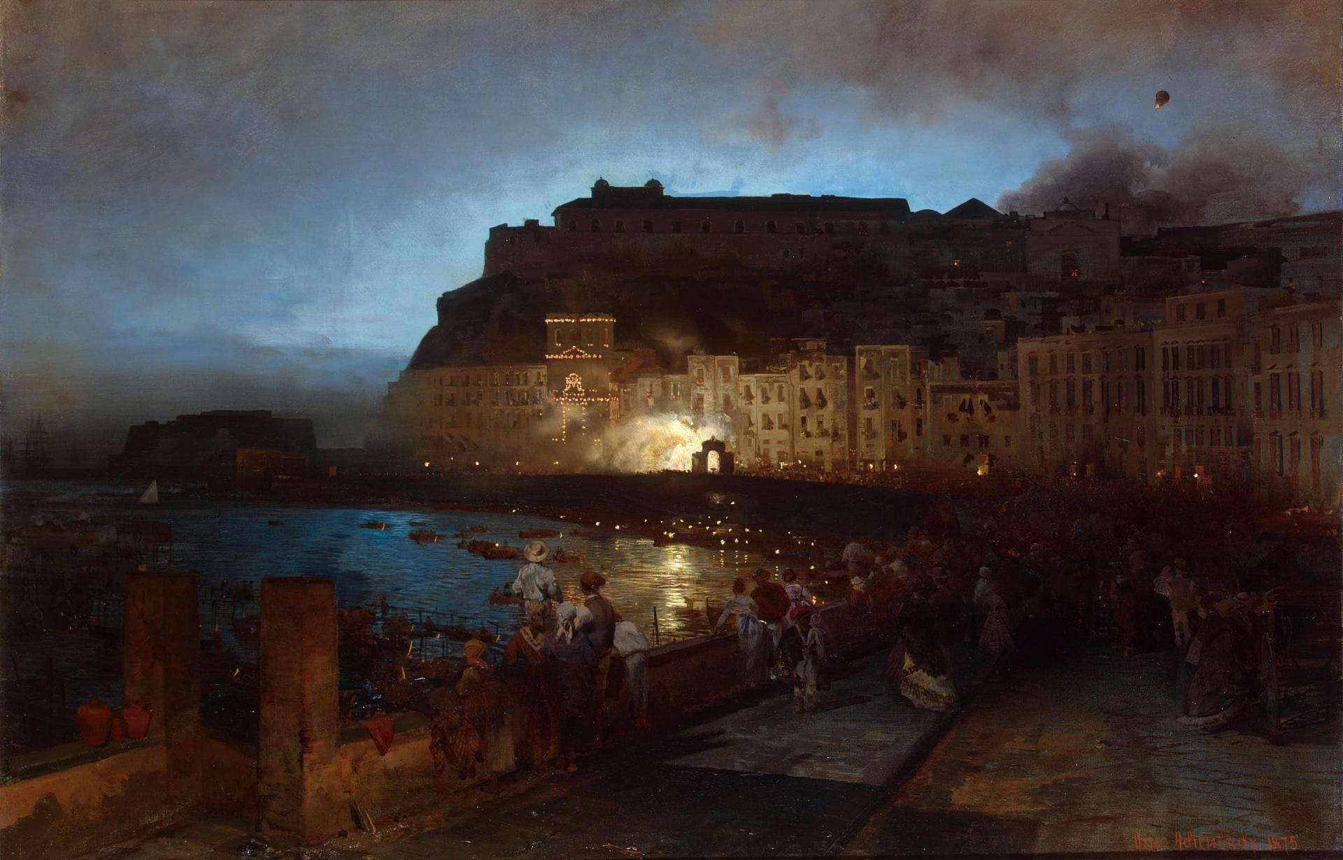 Oswald Achenbach, Fireworks in Naples