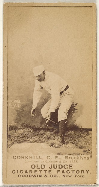Goodwin & Company, Corkhill, Center Field, Brooklyn Bridegrooms, from the Old Judge series (N172) for Old Judge Cigarettes