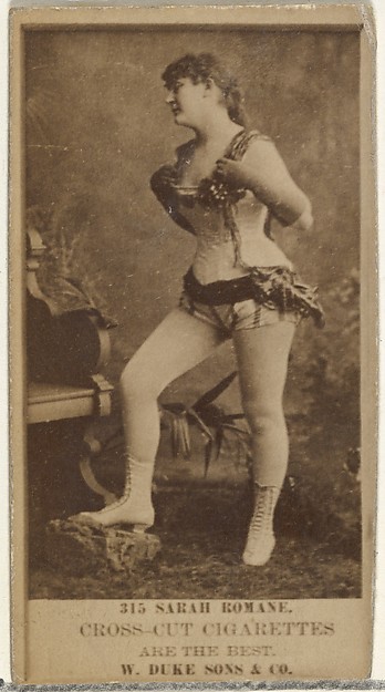 W. Duke, Sons & Co., Card Number 315, Sarah Romane, from the Actors and Actresses series (N145-3) issued by Duke Sons & Co. to promote Cross Cut Cigarettes