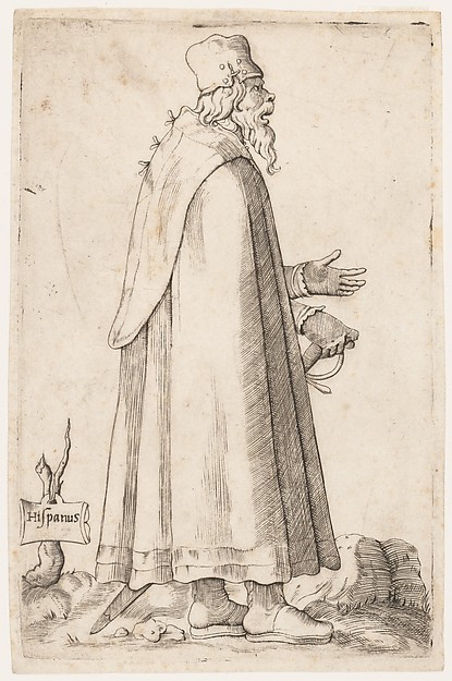 Enea Vico, Costume Plate: Bearded Man from Spain