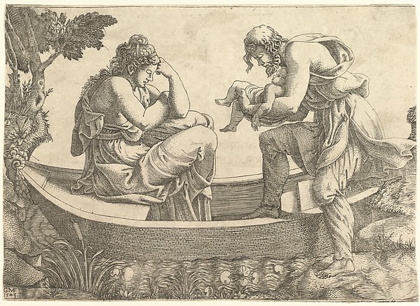 Giorgio Ghisi, Danae and the infant Perseus cast out to sea by Acrisius