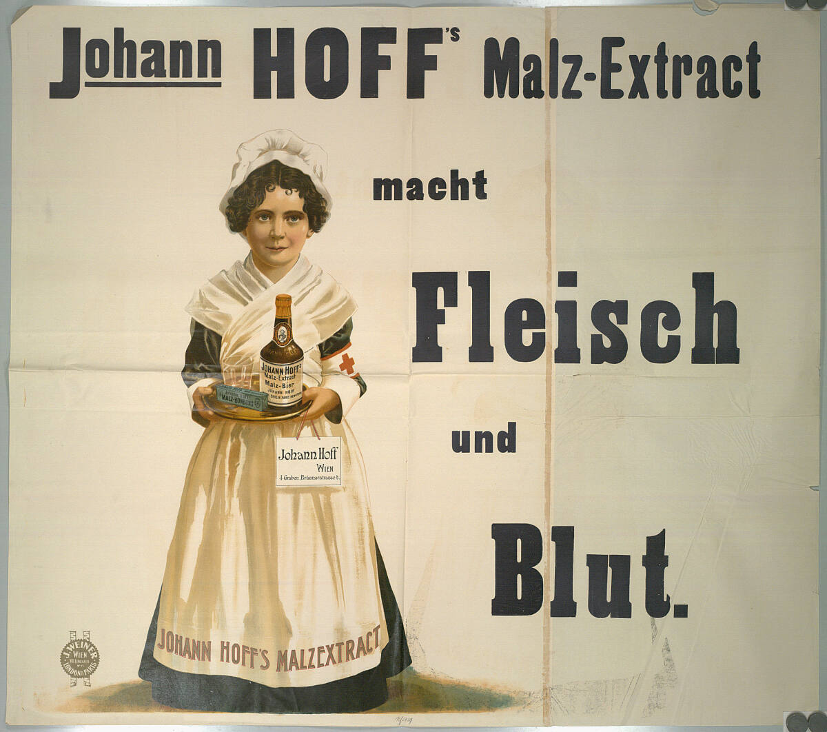 Anonym, Johann HOFF'S Malz-Extract macht Fleisch und Blut. Johann Hoff; WIEN; I., Graben, Bräunerstrasse 8